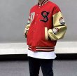 画像6: embroidered bee leather sleeves baseball uniformbaseball jacket stadium jacket   blouson  ユニセックス 男女兼用ビー蜂刺繍レザースリーブスタジアムジャンパー スタジャン MA-1 ボンバー ジャケット ブルゾン (6)