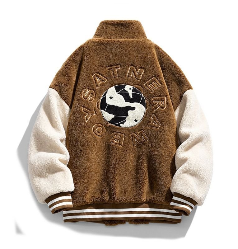 画像3: Astronaut x map embroidery fleece stadium jumper baseball jacket stadium jacket   blouson  ユニセックス 男女兼用宇宙飛行士×マップ地図刺繍 フリーススタジアムジャンパー スタジャン  ブルゾン (3)