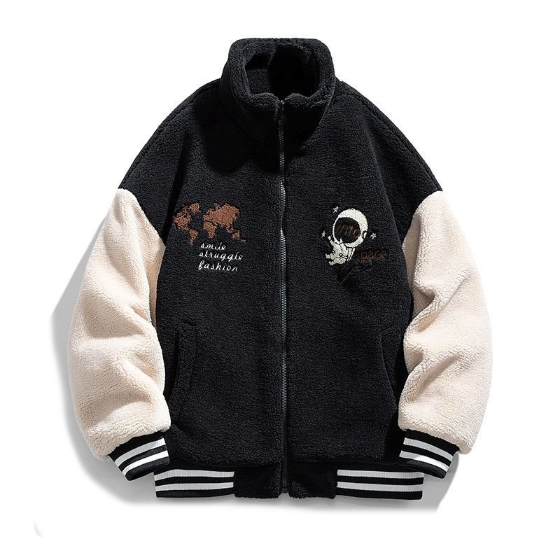 画像5: Astronaut x map embroidery fleece stadium jumper baseball jacket stadium jacket   blouson  ユニセックス 男女兼用宇宙飛行士×マップ地図刺繍 フリーススタジアムジャンパー スタジャン  ブルゾン (5)