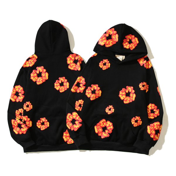 画像1: cycle flower graphic hoodie   ユニセックス 男女兼用サイクルフラワーグラフィックプリントフーディパーカー (1)