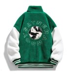 画像1: Astronaut x map embroidery fleece stadium jumper baseball jacket stadium jacket   blouson  ユニセックス 男女兼用宇宙飛行士×マップ地図刺繍 フリーススタジアムジャンパー スタジャン  ブルゾン (1)