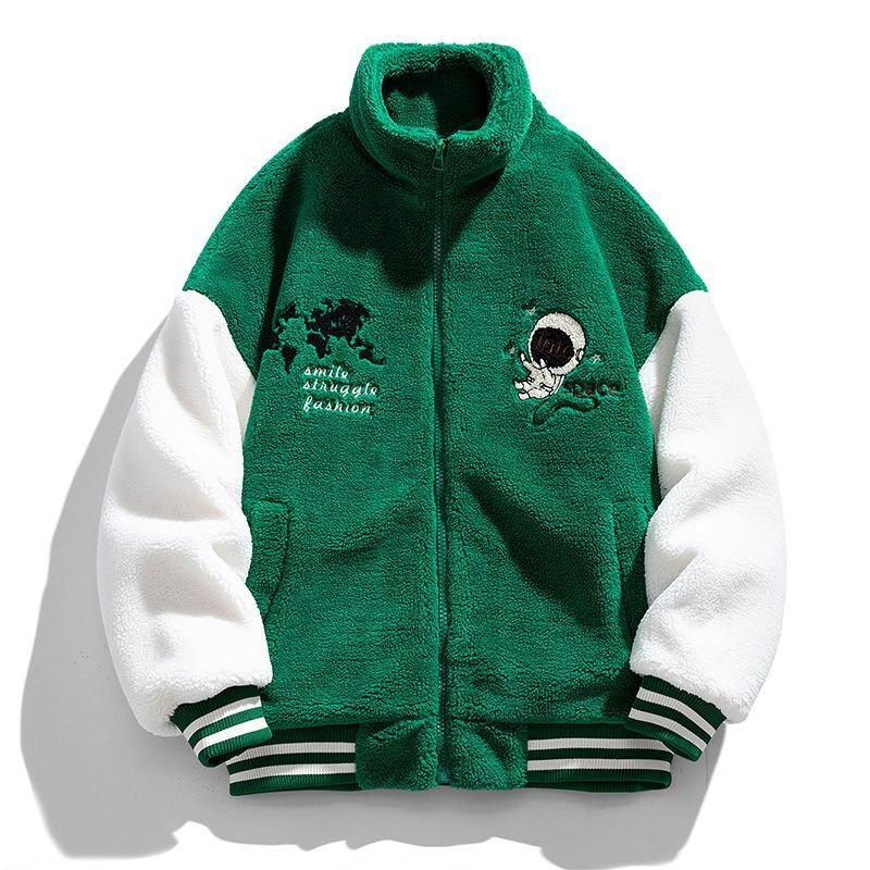 画像4: Astronaut x map embroidery fleece stadium jumper baseball jacket stadium jacket   blouson  ユニセックス 男女兼用宇宙飛行士×マップ地図刺繍 フリーススタジアムジャンパー スタジャン  ブルゾン (4)