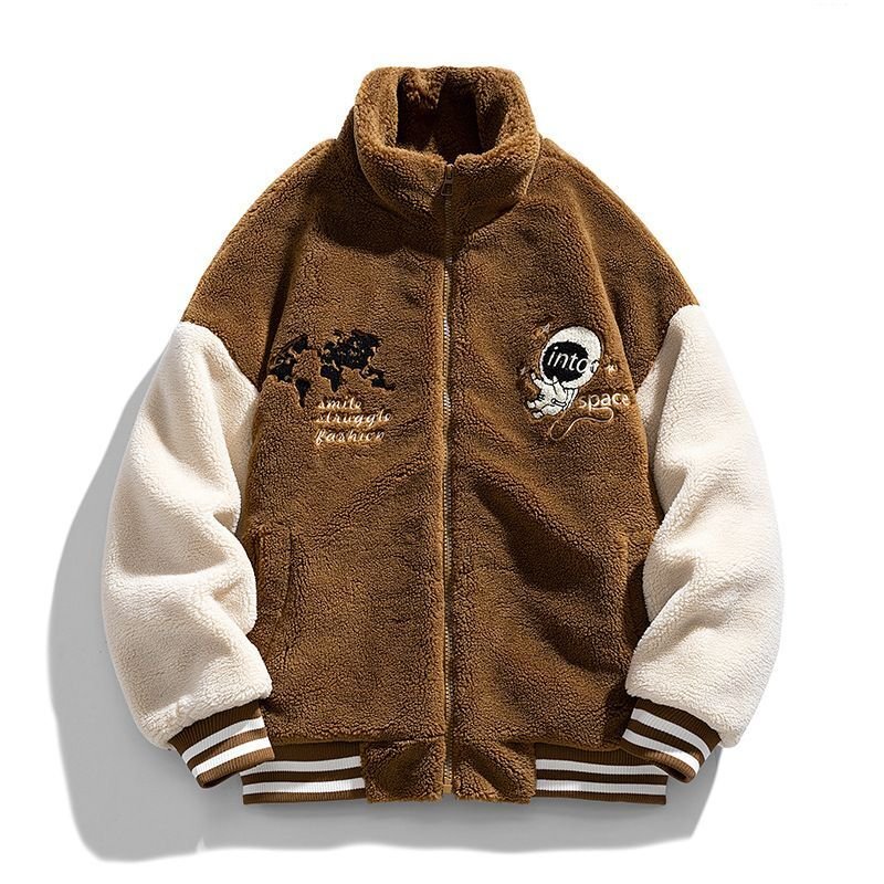 画像6: Astronaut x map embroidery fleece stadium jumper baseball jacket stadium jacket   blouson  ユニセックス 男女兼用宇宙飛行士×マップ地図刺繍 フリーススタジアムジャンパー スタジャン  ブルゾン (6)