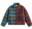 画像1: contrast color splicing plaid woolen jacket coat 　男女兼用ユニセックス左右非対称カラーチェック柄ウールジャケットコート (1)