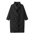 画像1:  men and women loose stand-up collar bread coat, trendy warm long coat ユニセックス 男女兼用 ダウンキルティングロングコート (1)