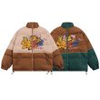 画像5:  contrasting color garfield embroidery Down jacket blouson  ユニセックス 男女兼用コントラストカラーガーフィールド刺繍ダウン ジャケット ブルゾン (5)