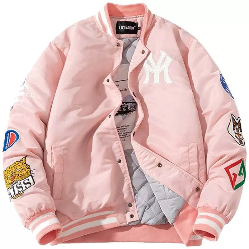 画像4: SALE セール MLB NY windproof embroidery MA-1 baseball jacket stadium jacket baseball uniform jacket blouson  ユニセックス 男女兼用 MLB NY ニューヨークヤンキース刺繍スタジアムジャンパー ダウンジャケット スタジャン MA-1 ボンバー ジャケット ブルゾン (4)