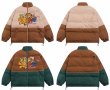 画像6:  contrasting color garfield embroidery Down jacket blouson  ユニセックス 男女兼用コントラストカラーガーフィールド刺繍ダウン ジャケット ブルゾン (6)