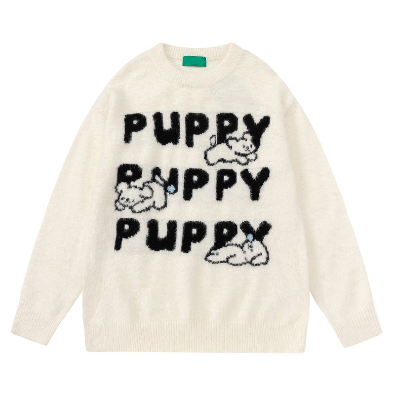 画像2: Unisex Puppy woven mohair sweater ユニセックス 男女兼用  パピードッグ編み込みモヘアセーター (2)
