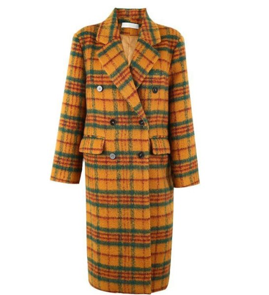 画像1: Women's Plaid Woolen chester coats Jacket　チェック柄ウールロングチェスターコート  ジャケット (1)