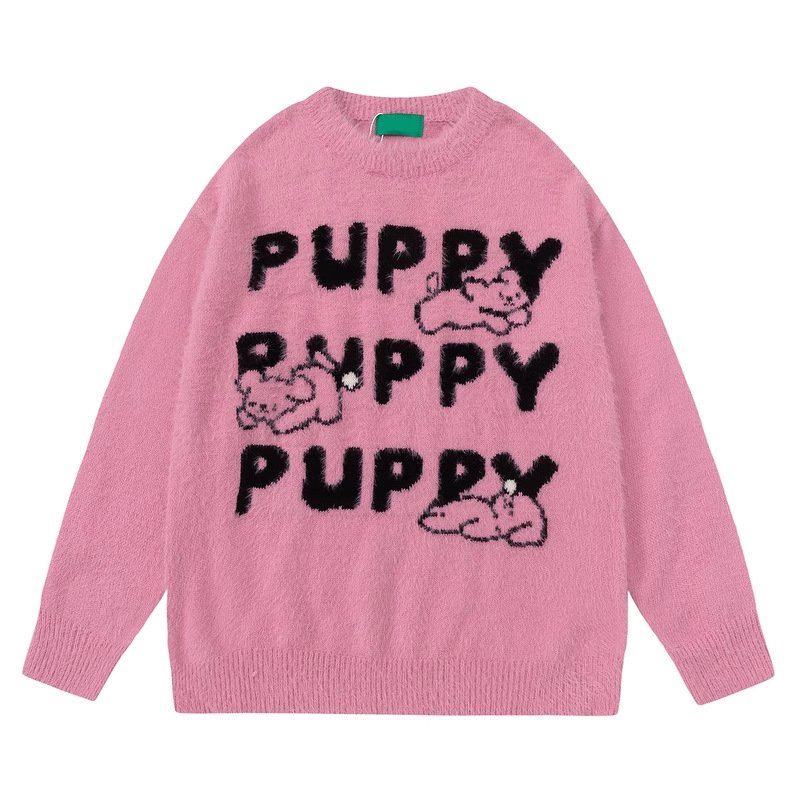 画像3: Unisex Puppy woven mohair sweater ユニセックス 男女兼用  パピードッグ編み込みモヘアセーター (3)