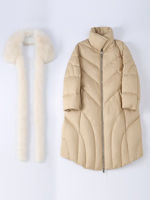 画像7: Women's Real Fur down Long Coat jacket ラクーン ファー付き ダウン ロング コート (7)