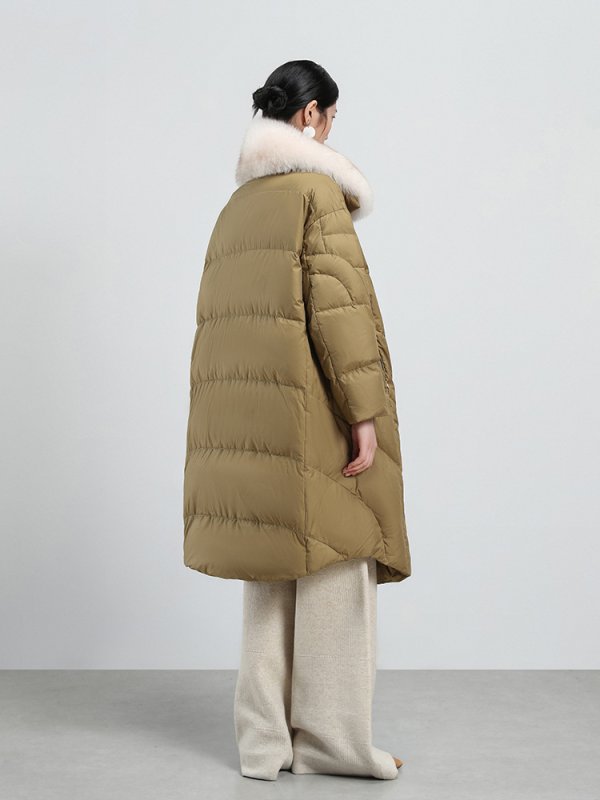 画像3: Women's Real Fur down Long Coat jacket ラクーン ファー付き ダウン ロング コート (3)