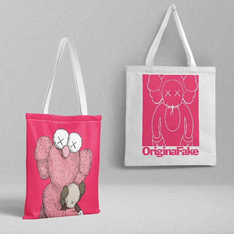 画像3: New Unisex canvas sesame street×kaws design Tote shoulder bag 　ユニセックス　セサミストリート＆カウズ 　キャンバス トート ショルダーバッグ エコバッグ (3)