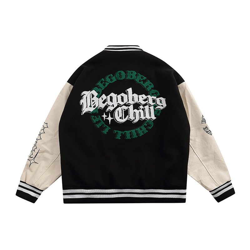 画像2: BACK logo Begoberg Chill embroidery Jumper jacket baseball uniform jacket blouson stadium jacket ユニセックス 男女兼用 BACK 背面 背中 ビッグロゴ アルファベットロゴ刺繍ジャケットスタジアムジャンパー スタジャン ブルゾンジャケット (2)