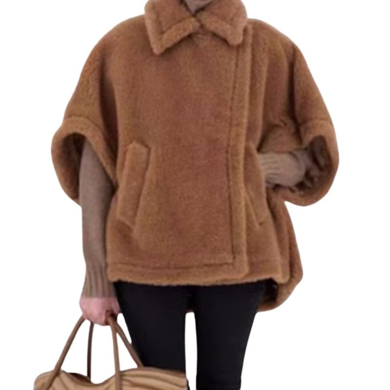 ブラウン ポンチョ　テディーベアコート Women's teddy bear cape poncho テディベア テディーベアケープ