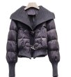 画像11: Women's Horn button stitching knitted short down jacket Coat  ニットカラー襟ダウン ショート丈コート (11)