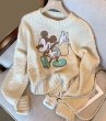 画像2: mickey mouse embroidery round neck sweater knitted ミッキーマウス刺繍ラウンドネックセーター (2)