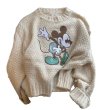 画像1: mickey mouse embroidery round neck sweater knitted ミッキーマウス刺繍ラウンドネックセーター (1)