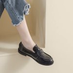 画像3: Women’s British style small leather Loafers　男女兼用ユニセックスレザープレートローファーパンプス　 (3)