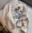 画像3: mickey mouse embroidery round neck sweater knitted ミッキーマウス刺繍ラウンドネックセーター (3)