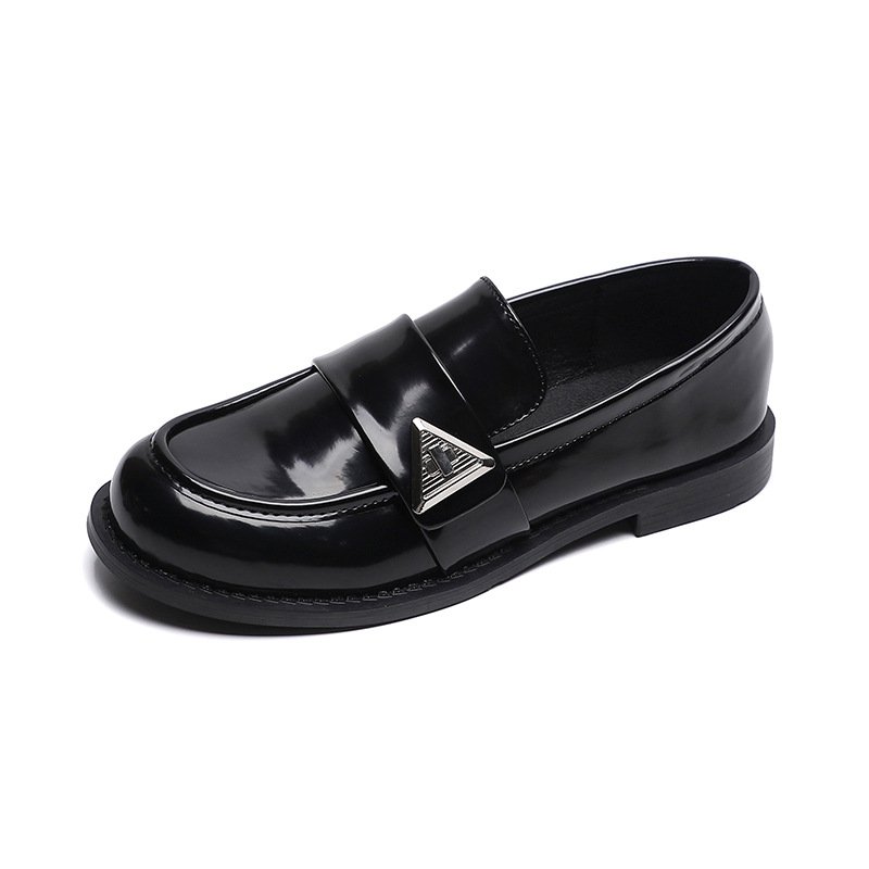 画像1: Women’s British style small leather Loafers　男女兼用ユニセックスレザープレートローファーパンプス　 (1)