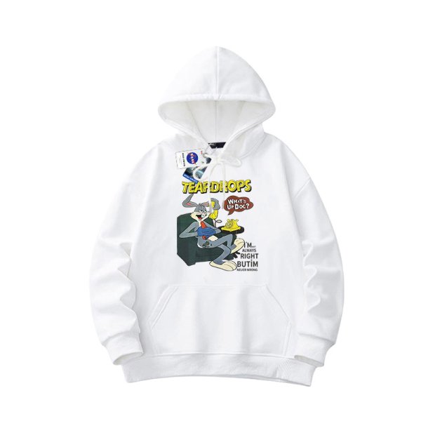 画像1: Kids~Adult Size Bugs Bunny & Looney Tunes "WHAT'S UP DOC?" logo hoodie hoody sweater  キッズ〜大人まで　幅広いサイズラインアップ　ユニセックス男女兼用バックスバニー＆ルーニー・テューンズ　プリント フーディ　スウェット　パーカー (1)