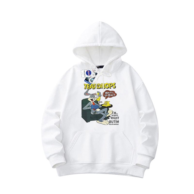 画像1: Kids~Adult Size Bugs Bunny & Looney Tunes "WHAT'S UP DOC?" logo hoodie hoody sweater  キッズ〜大人まで　幅広いサイズラインアップ　ユニセックス男女兼用バックスバニー＆ルーニー・テューンズ　プリント フーディ　スウェット　パーカー (1)