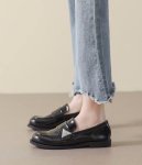 画像4: Women’s British style small leather Loafers　男女兼用ユニセックスレザープレートローファーパンプス　 (4)