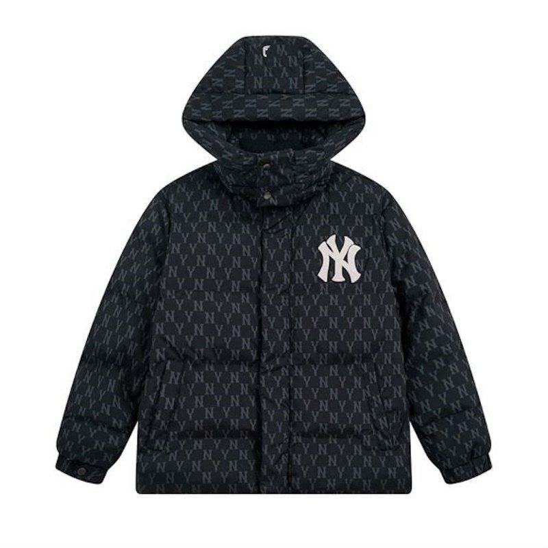 画像1: MLB NY monogram logo  padded puffer down Nuptse short jackets ユニセックス男女兼用 MLB NY モノグラムロゴ ヌプシ ショートダウンジャケット スタジアムジャンパー ベンチコート (1)