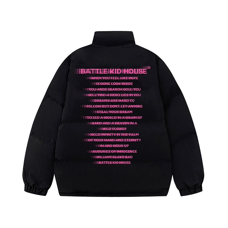 画像2: letter illusion Down jacket  blouson coat  ユニセックス 男女兼用レターイルージョンロゴスタンドカラーダウンジャケット ブルゾン (2)