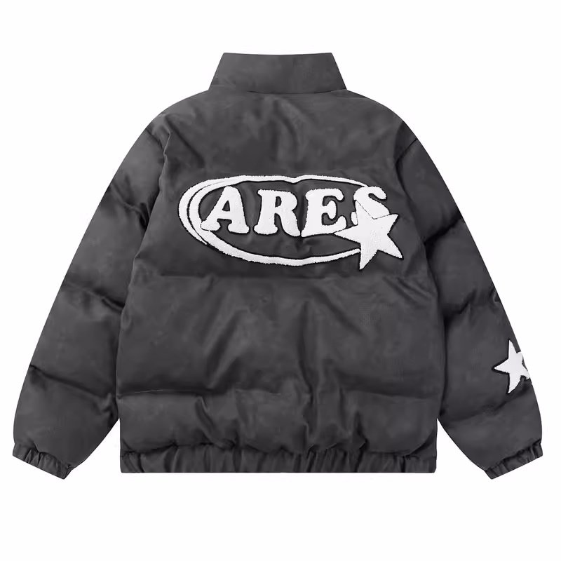 画像4: five-pointed star embroidered Down jacket  blouson coat  ユニセックス 男女兼用5スター刺繍スタンドカラーダウンジャケット ブルゾン (4)