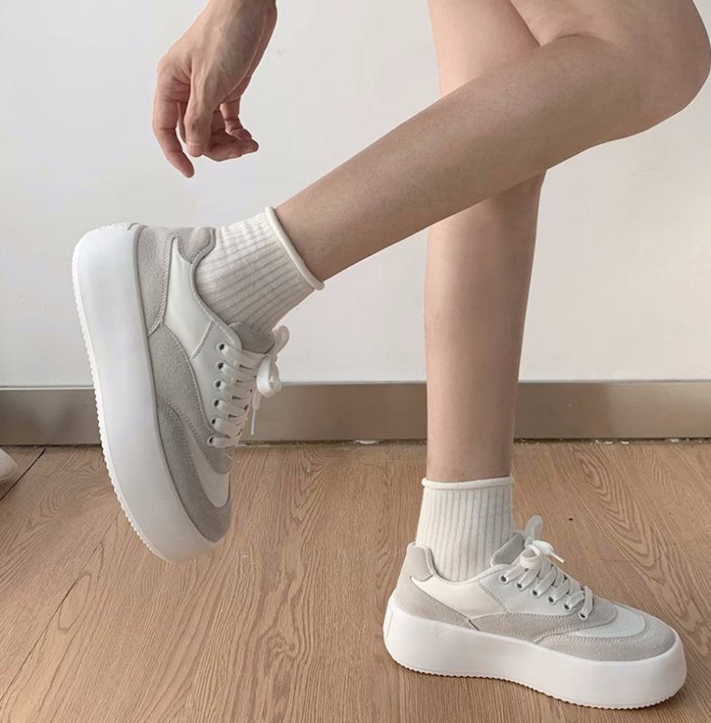 画像4: women's Lace-up platform leather sneakers　厚底プラットフォームレザーレースアップスニーカー (4)