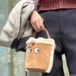 画像6: suede plush leather cowhide eye bucket bag tote Shoulder Crossbody Bag Backpack Bag　アイ目玉付きレザー＆ファートートショルダークロスボディーバッグ (6)