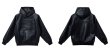 画像2: PU leather high street hooded leather jacket  blouson coat  ユニセックス 男女兼用レザー＆ロゴフード付きジャケット ブルゾンフーディパーカーコート (2)
