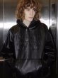 画像3: PU leather high street hooded leather jacket  blouson coat  ユニセックス 男女兼用レザー＆ロゴフード付きジャケット ブルゾンフーディパーカーコート (3)