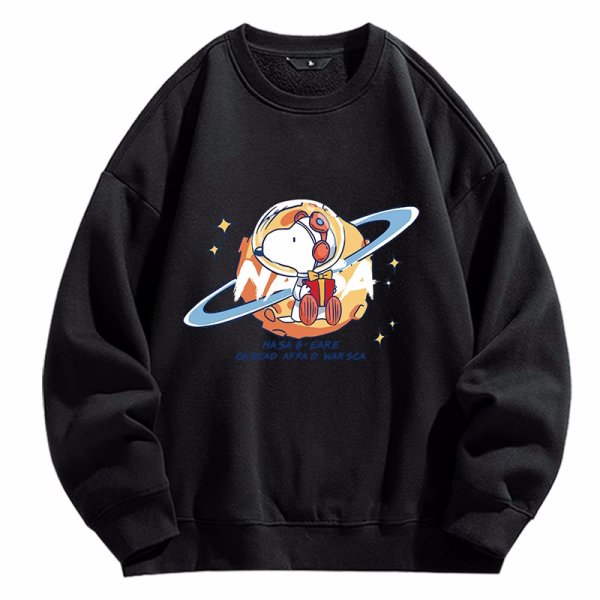 画像1: NASA×Snoopy x Saturn round neck sweat shirt ユニセックス 男女兼用ナサ×スヌーピー×土星 プリント スウェット トレーナー (1)