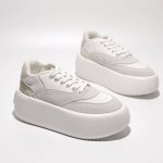 画像2: women's Lace-up platform leather sneakers　厚底プラットフォームレザーレースアップスニーカー (2)