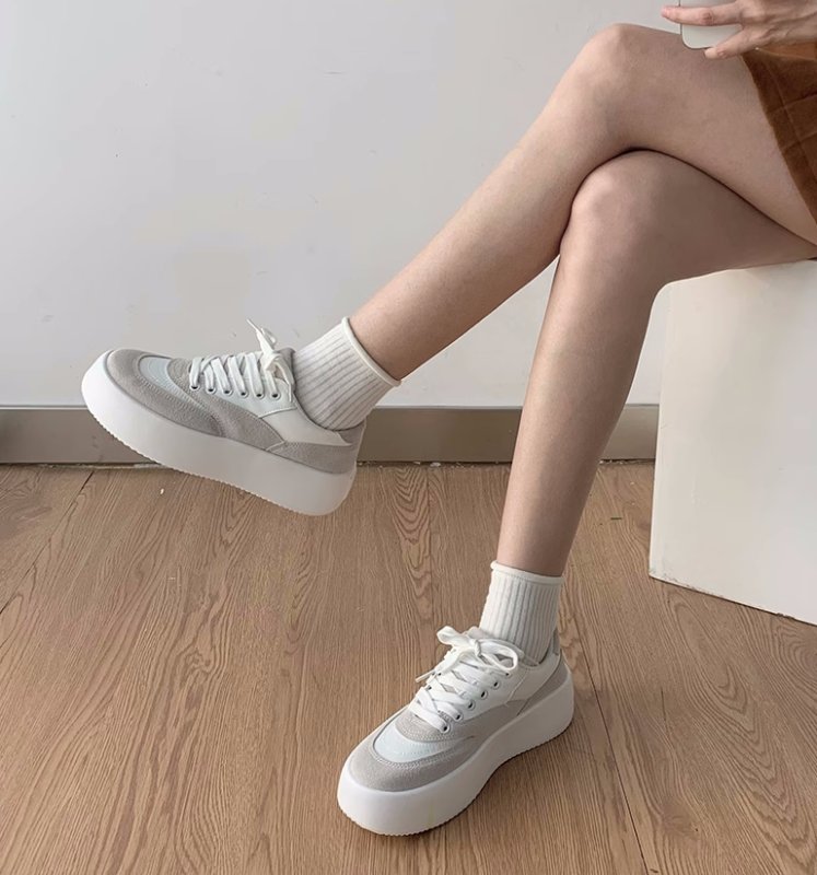 画像5: women's Lace-up platform leather sneakers　厚底プラットフォームレザーレースアップスニーカー (5)