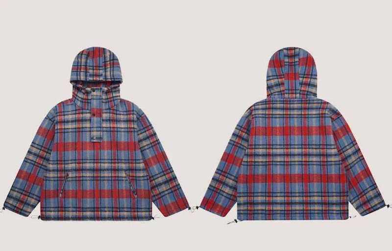 画像5: hooded plaid jacket pullover blouson coat  ユニセックス 男女兼用チェックフード付きジャケットプルオーバ ブルゾンフーディパーカーコート (5)