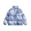 画像2: Tie-dyed denim Down jacket  blouson coat  ユニセックス 男女兼用タイダイ絞り染めデニムスタンドカラーダウンジャケット ブルゾン (2)