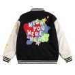 画像3: love letter embroidered  leather sleeves baseball jacket stadium jacket baseball uniform jacket blouson  ユニセックス 男女兼用ハート＆スマイル刺繍スタジアムジャンパー ダウンジャケット スタジャン MA-1 ボンバー ジャケット ブルゾン (3)