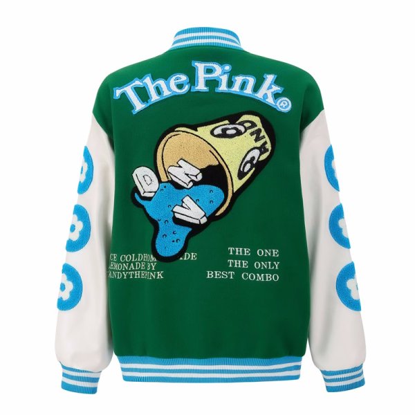 画像1: Vandythepink cup embroidery baseball jacket stadium jacket baseball uniform jacket blouson  ユニセックス 男女兼用アースカップ刺繍スタジアムジャンパー ダウンジャケット スタジャン MA-1 ボンバー ジャケット ブルゾン (1)