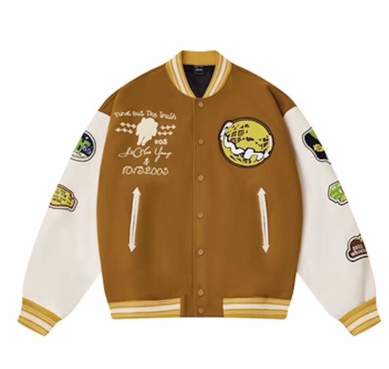 earth embroidery baseball jacket stadium jacket baseball