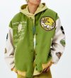 画像4:  earth embroidery baseball jacket stadium jacket baseball uniform jacket blouson  ユニセックス 男女兼用アース地球刺繍スタジアムジャンパー ダウンジャケット スタジャン MA-1 ボンバー ジャケット ブルゾン (4)