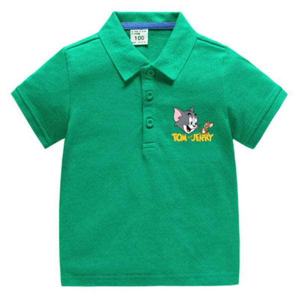 画像1: Tom and Jerry One Point Embroidered Polo Shirt kids 　ユニセックス 男女キッズ兼用 トム＆ジェリー ワンポイント刺繍半袖ポロシャツ (1)
