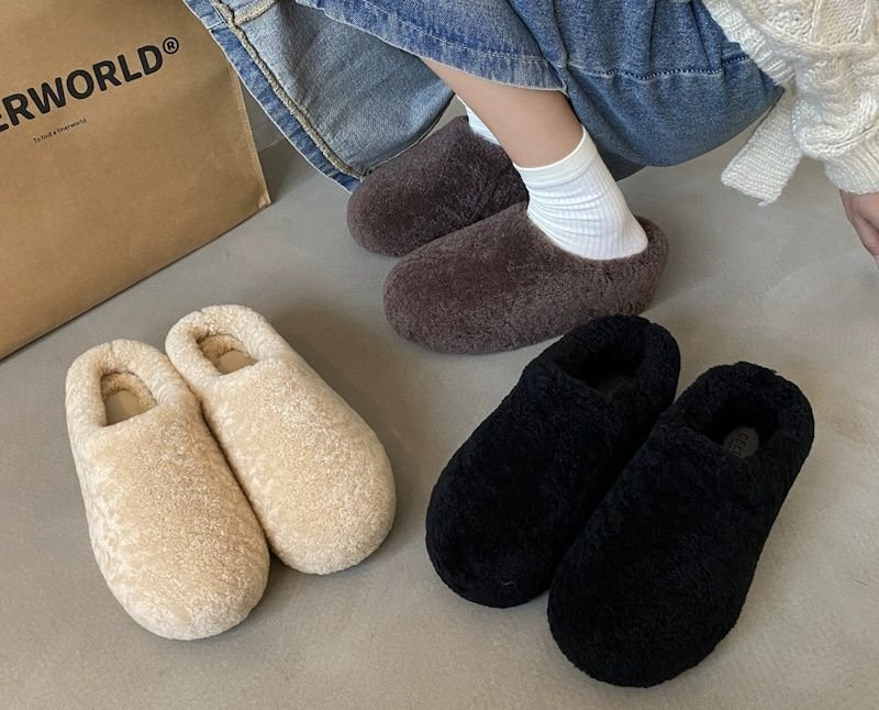 画像4: Women’s fur thick-soled fur half slippers 　厚底ファーハーフスリッパパンプス (4)