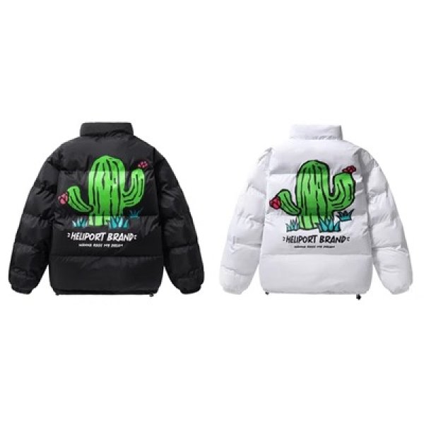 画像1: HELIPORT BRAND Big Cactus Print down  jacket　ユニセックス 男女兼用　ビッグカクタス　バックプリント　ダウンコートジャケット ブルゾン　背面プリント (1)