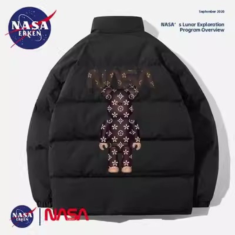 画像4: Back print NASA × Monogram bear brick Down jacket blouson Stand Collar ユニセックス 男女兼用 ナサ×モノグラム ベアブリック ダウンジャケット  ジャンパー バックプリント 背面プリント (4)