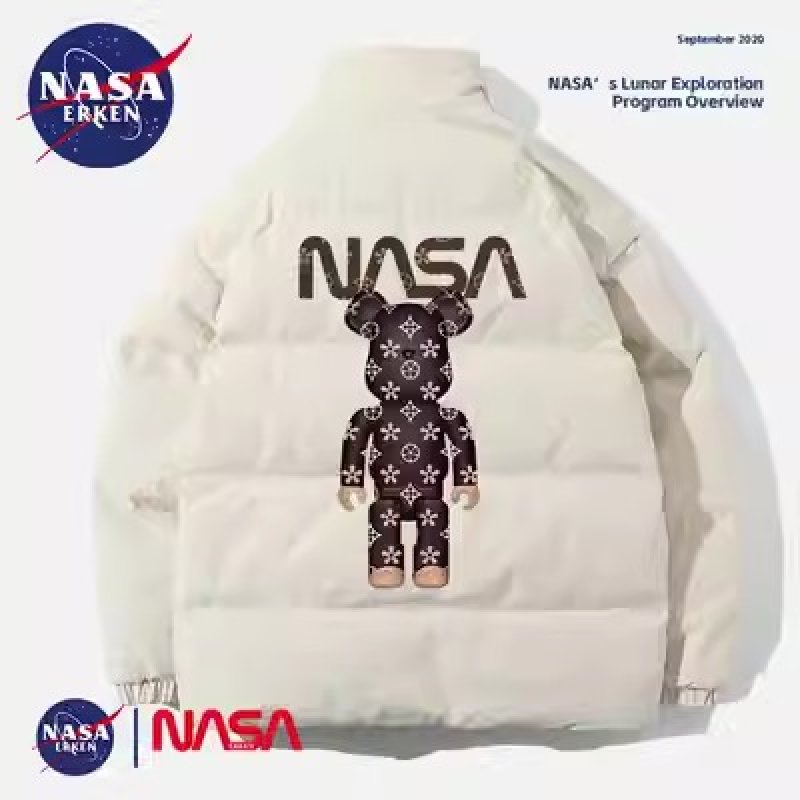 画像3: Back print NASA × Monogram bear brick Down jacket blouson Stand Collar ユニセックス 男女兼用 ナサ×モノグラム ベアブリック ダウンジャケット  ジャンパー バックプリント 背面プリント (3)